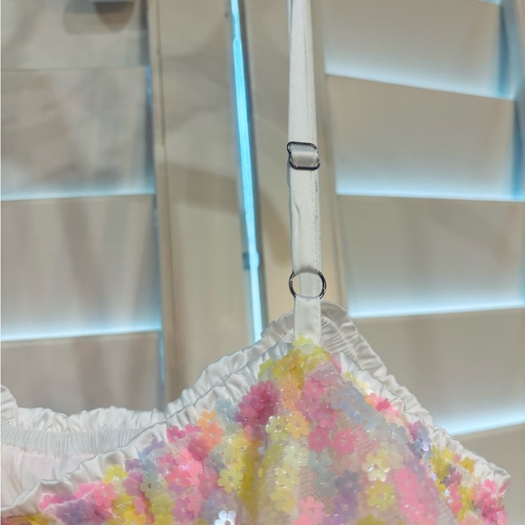 MABLE MARIAM MINI DRESS sequins ruffles sparkly size Small pink yellow pastel - Picture 6 of 15